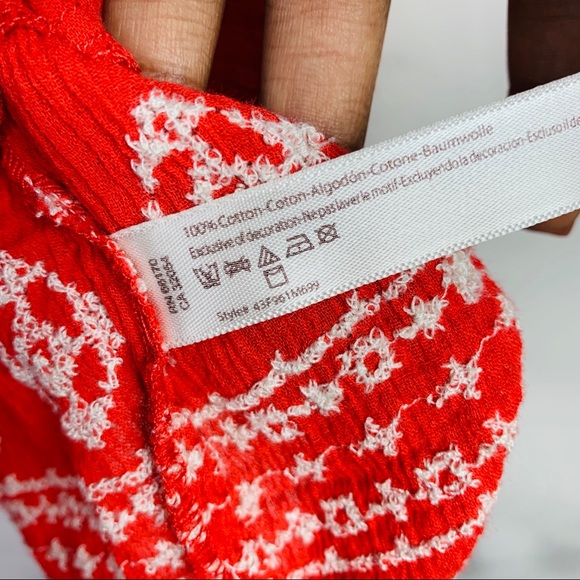 Free People Red Embroidered Boho Flounce Dress - Picture 7 of 8